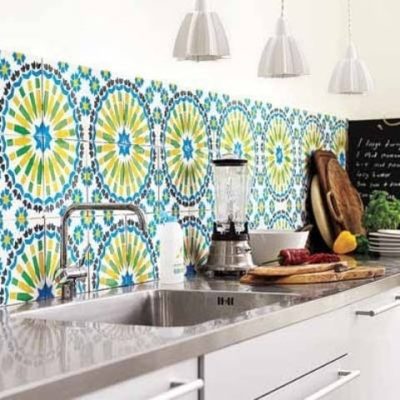 colorful tile backsplash in kitchen