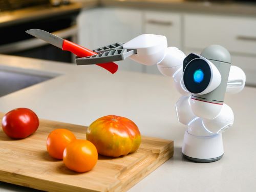 smart robot in a tech-centered kitchen