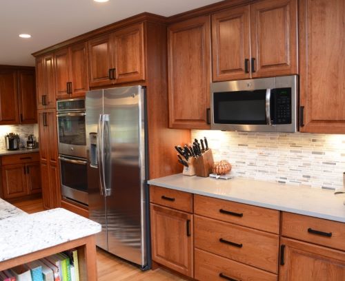 Cherry wood kitchen cabinets