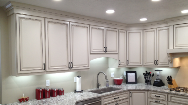 Under cabinet LED lights are part of a custom Lighting Plan