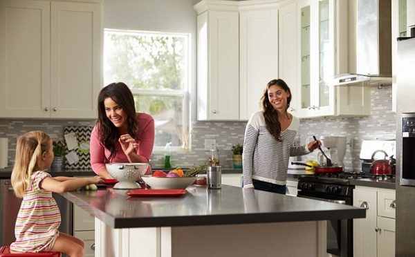 socializing at the kitchen island